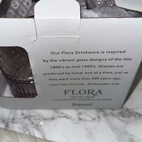 Flora set of 4 Claro highball glasses in Decorative Box new - Picture 6 of 11